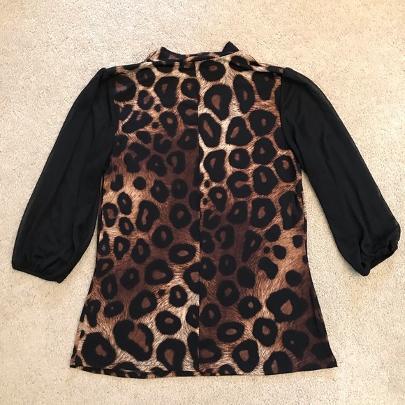 Adele May Cheetah Leopard Print Top Womens Size Small Brown Black Super Stretch - Picture 3 of 7